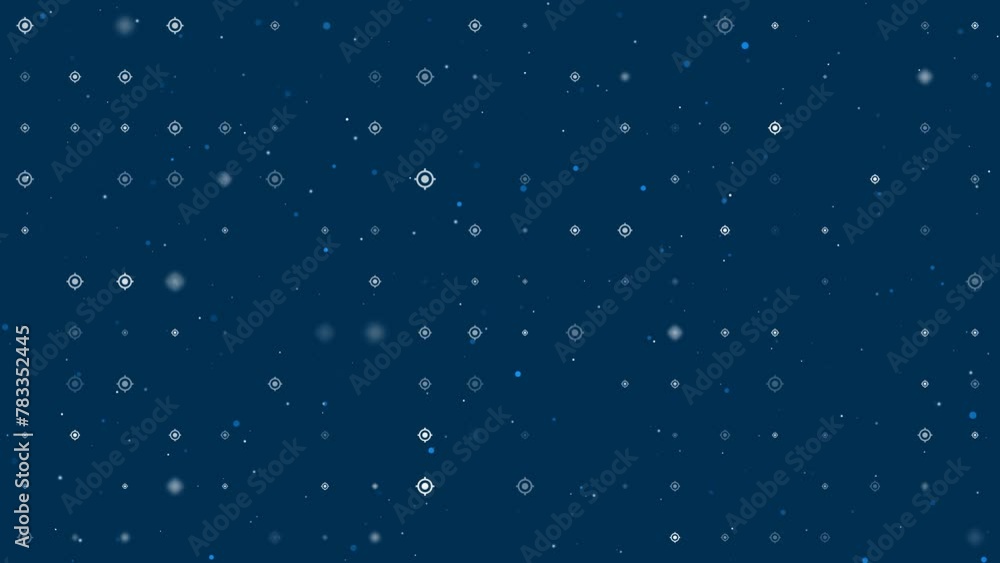 Poster template animation of evenly spaced crosshair symbols of different sizes and opacity. animation of t