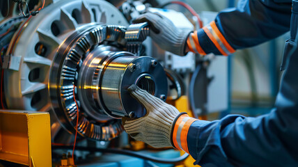 Industrial Engineer Inspecting Machinery in Manufacturing Plant