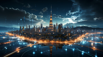 Fototapeta premium Smart city financial district and business center