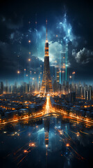 Obraz premium Smart city financial district and business center