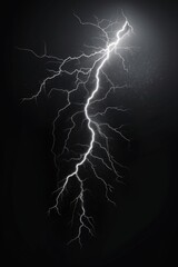 Powerful lightning bolt striking through night sky