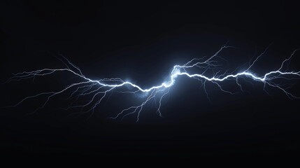 Powerful bolt of lightning in dark sky - obrazy, fototapety, plakaty