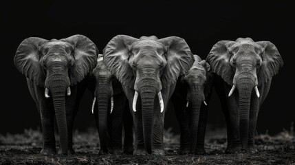 Group of Elephants Standing Together