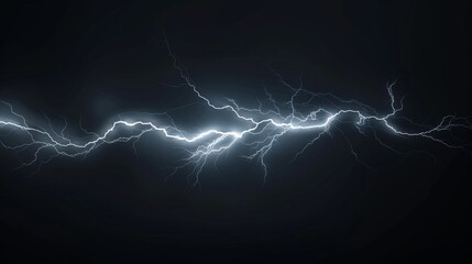 Intense lightning strikes on black background - obrazy, fototapety, plakaty