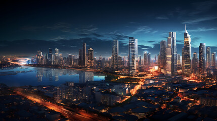 Fototapeta premium Smart city financial district and business center