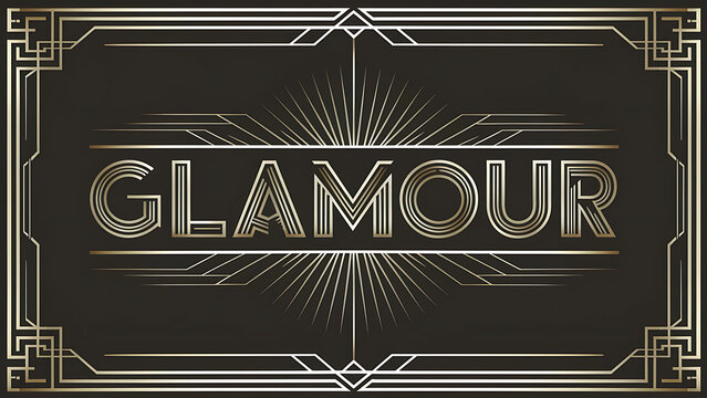 Elegant Art Deco Glamour Text Image, radiant lines emanating from behind text, luxurious, vintage feel