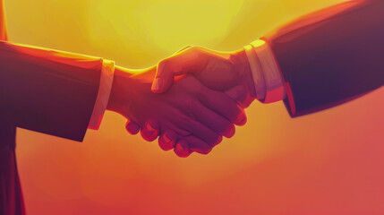Professional Handshake Illustration in Warm Colors
