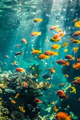 Fototapeta na wymiar Colorful fish swimming in a coral reef