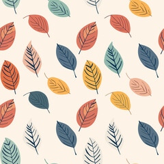 seamless pattern made of leaves in different colors
