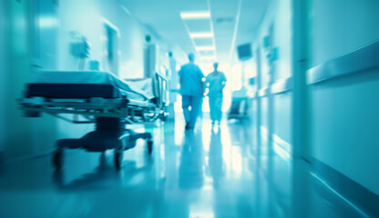 Fototapeta na wymiar Motion blurred image of Hospital professionals walking in a corridor
