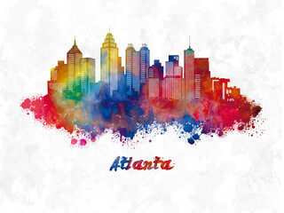 Atlanta skyline in watercolor