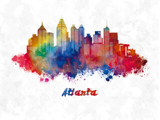 Fototapeta premium Atlanta skyline in watercolor