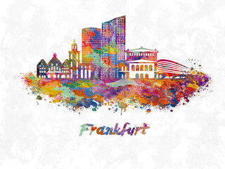Frankfurt  Skyline in watercolor