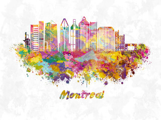 Montreal Skyline in watercolor