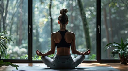 Finding Zen: Woman Meditating in Yoga Position