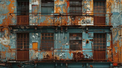 Fototapeta na wymiar Urban Relics: Rusted Charm of Sao Paulo's, Brazil Old Building Facade