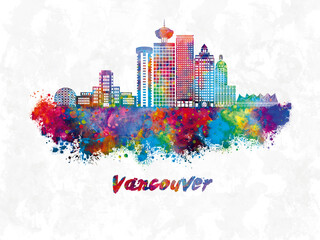 Vancouver Skyline in watercolor