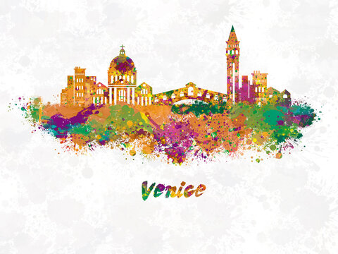 Venice Skyline in watercolor