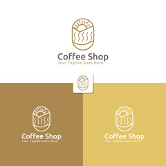 Nature coffee line art design template