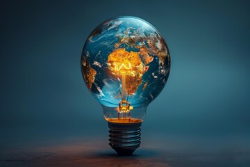 Earth Encased in Light Bulb. Generative AI