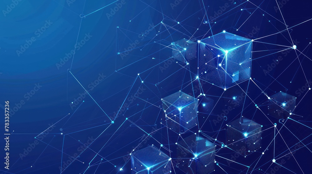 Poster network connection technology. cubes and squares