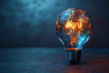 Glowing Light Bulb With Heartbeat Inside. Generative AI
