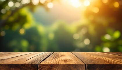 wooden table top on blur sunlight background perfect for showcasing products or as a neutral base for designs high quality photo