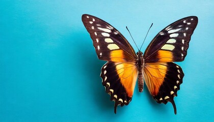 ai generated illustration of a colorful butterfly on a bright blue background