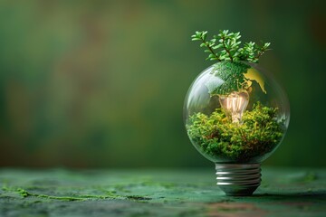 Plant Growing Inside Light Bulb. Generative AI