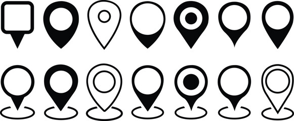 Map pin location icons set. Modern map markers. Map pin place marker. Map marker pointer GPS location symbol collection. Location pin vector on transparent background use for mobile apps and websites.