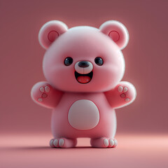 Fototapeta premium A cute and happy baby bear 3d illustration