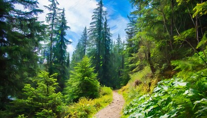 a mystical forest background in acrylic painting style 02