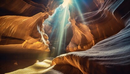 antelope canyon arizona usa natural wonder and amazing view with a sunbeam - obrazy, fototapety, plakaty