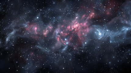 Fototapeta na wymiar Nebula background. Galactic Formation. a section of space, showcasing a vibrant mix of stars and nebulae amidst cosmic dust and gases.