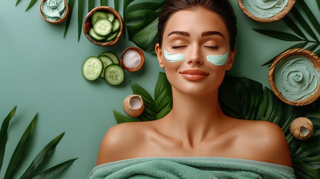 Woman With Cucumber Slices on Eyes