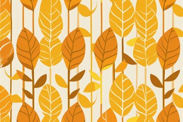 Pattern of orange leaves on white background