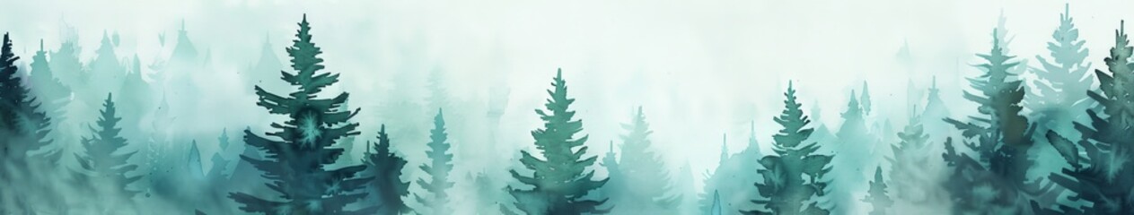 Misty forest landscape painting