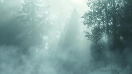 ethereal white fog effect dreamy and mystical atmosphere in soft focus