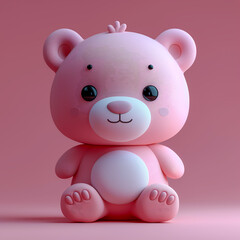 A cute and happy baby bear 3d illustration
