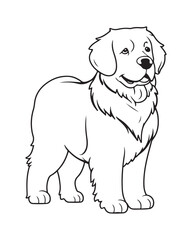 Dog Coloring Page for Kids, Cute Dog Vector, Dog black and white, Dog illustration