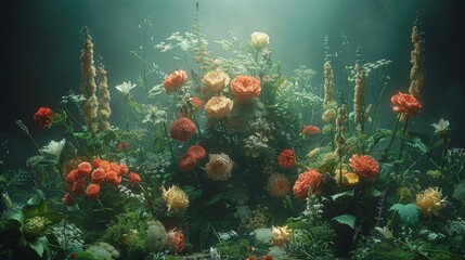   A single picture featuring a bunch of flowers, with each bloom set against various backgrounds of other flower arrangements - obrazy, fototapety, plakaty