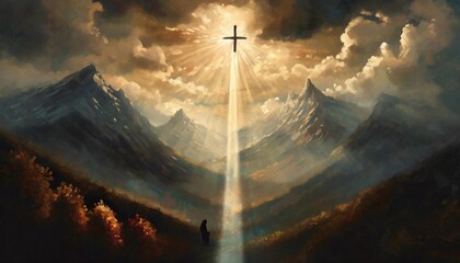 ascension of jesus christ painting illustration generative ai
