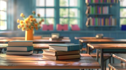 Back to School background concept with school supplies. AI generation.