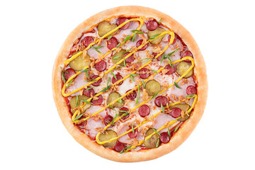 Appetizing Pepperoni Pizza, on a white background, isolate, for a food delivery site,