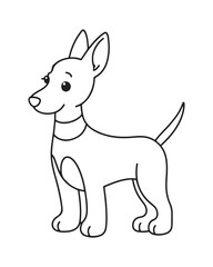 Dog Coloring Page for Kids, Cute Dog Vector, Dog black and white, Dog illustration