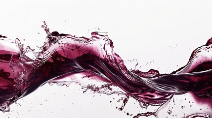 flowing dark red wine splash frozen in abstract futuristic texture on transparent