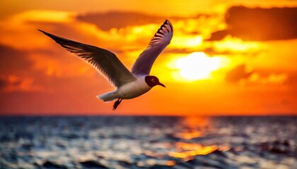 sunset bird flying ocean flight colorful divine inspirational beautiful surreal vertical image