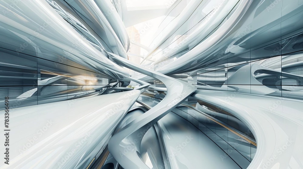 Aufkleber futuristic 3d building design with abstract urban elements innovative architectural concept renderin