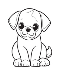 Dog Coloring Page for Kids, Cute Dog Vector, Dog black and white, Dog illustration