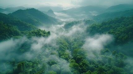 Obraz premium Aerial View of Lush Green Forest